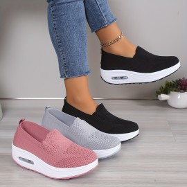 Women's Platform Sock Shoes with Air Cushion Slip On - Comfortable Low Top Walking Shoes