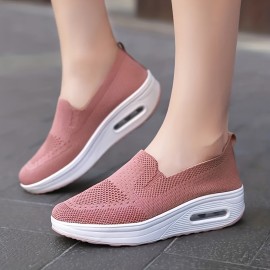 Women's Platform Sock Shoes with Air Cushion Slip On - Comfortable Low Top Walking Shoes