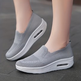 Women's Platform Sock Shoes with Air Cushion Slip On - Comfortable Low Top Walking Shoes