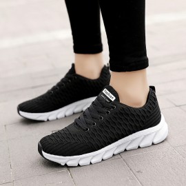 Women's Breathable Knit Sneakers - Lightweight Low Top Walking Shoes