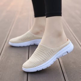 Women's Breathable Knit Mule Sneakers - Lightweight and Comfortable Slip On Outdoor Shoes