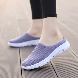 Women's Breathable Knit Mule Sneakers - Lightweight and Comfortable Slip On Outdoor Shoes