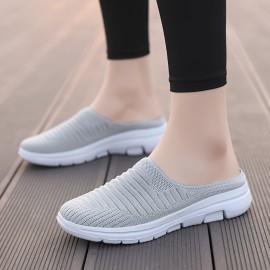 Women's Breathable Knit Mule Sneakers - Lightweight and Comfortable Slip On Outdoor Shoes