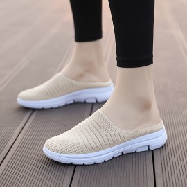 Women's Breathable Knit Mule Sneakers - Lightweight and Comfortable Slip On Outdoor Shoes