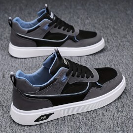 Men's Trendy Solid Chunky Shoes, Comfy Non Slip Lace Up Casual Street Style Sneakers