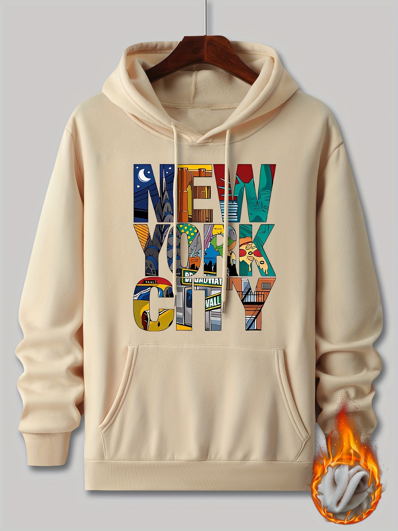 new york city print mens pullover round neck long sleeve hooded sweatshirt pattern loose casual top for autumn winter mens clothing as gifts details 5