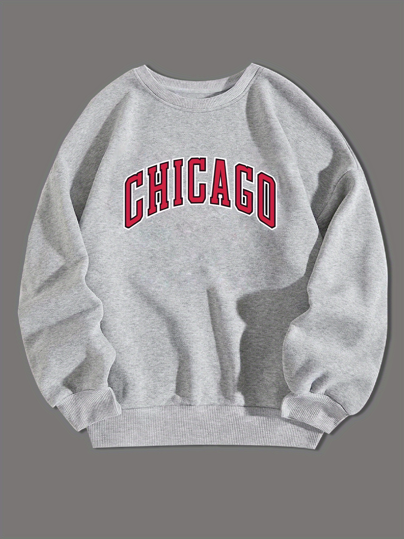 chicago print fashionable mens casual long sleeve crew neck pullover sweatshirt suitable for outdoor sports for autumn spring can be paired with necklace as gifts details 0