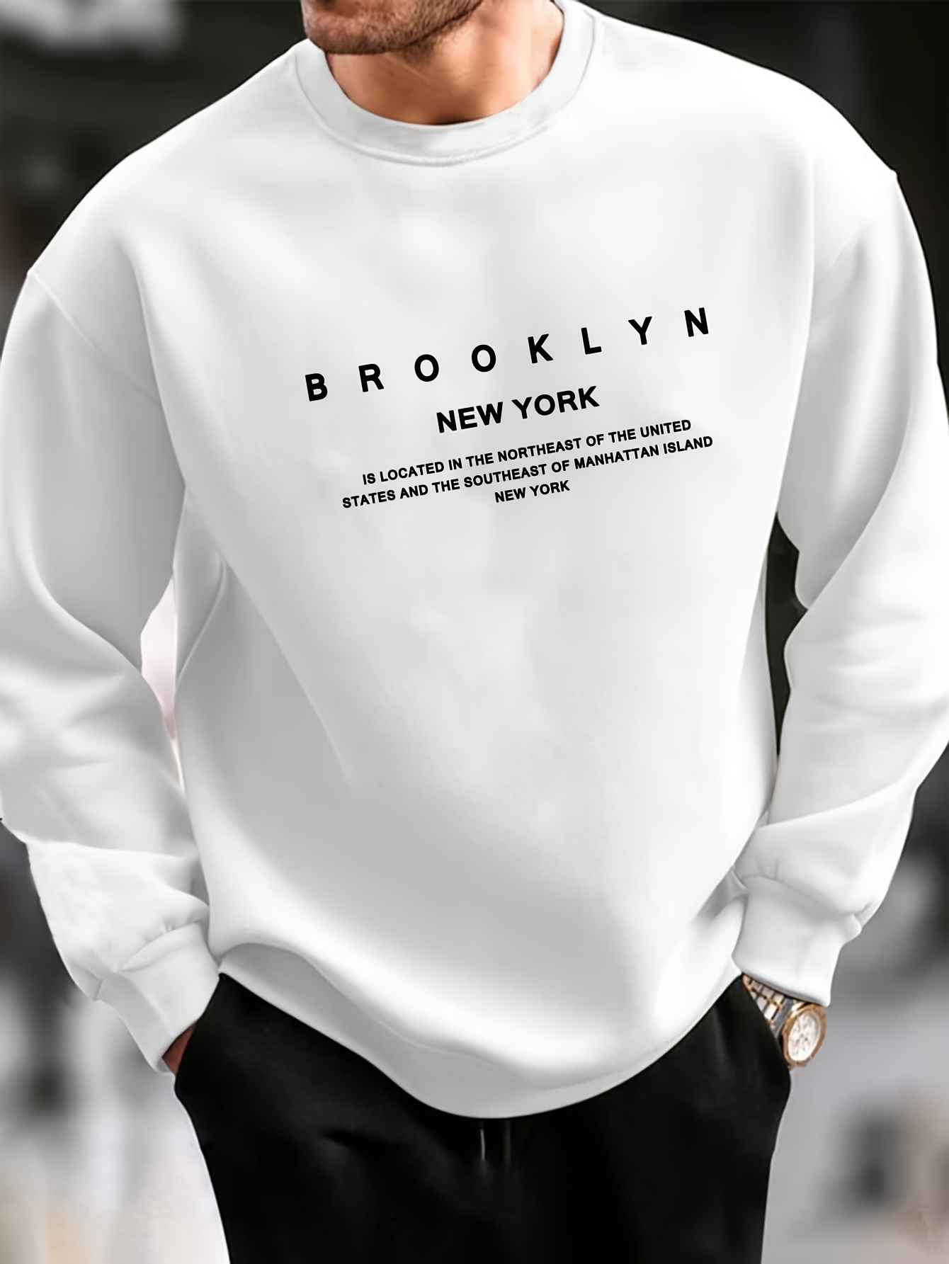 brooklyn new york print fashionable mens casual long sleeve crew neck pullover sweatshirt suitable for outdoor sports for autumn spring can be paired with hip hop necklace as gifts details 11