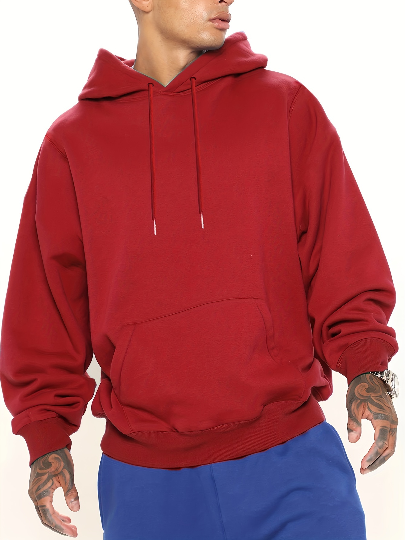 mens casual solid basic hooded sweatshirt streetwear for winter fall as gifts details 35