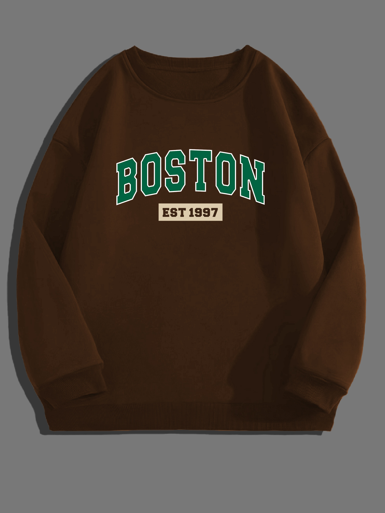 boston est 1997 print sweatshirt with long sleeves mens creative slightly flex crew neck pullover for spring fall and winter details 0