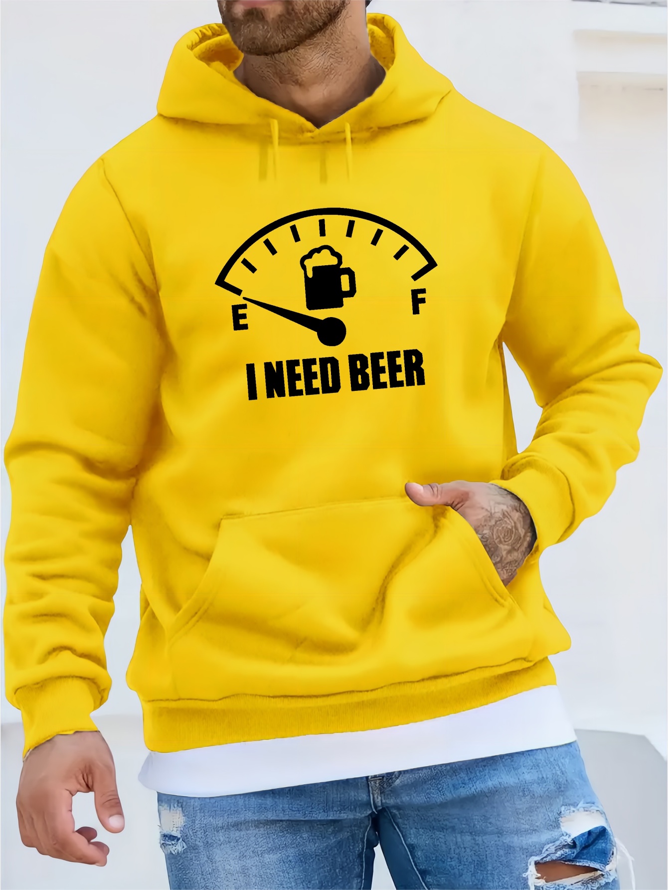 i need beer print kangaroo pocket fleece sweatshirt hoodie pullover fashion street style long sleeve sports tops graphic pullover shirts for men autumn winter gifts details 20