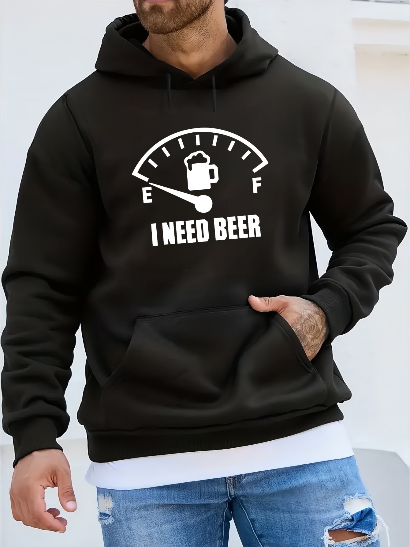 i need beer print kangaroo pocket fleece sweatshirt hoodie pullover fashion street style long sleeve sports tops graphic pullover shirts for men autumn winter gifts details 31