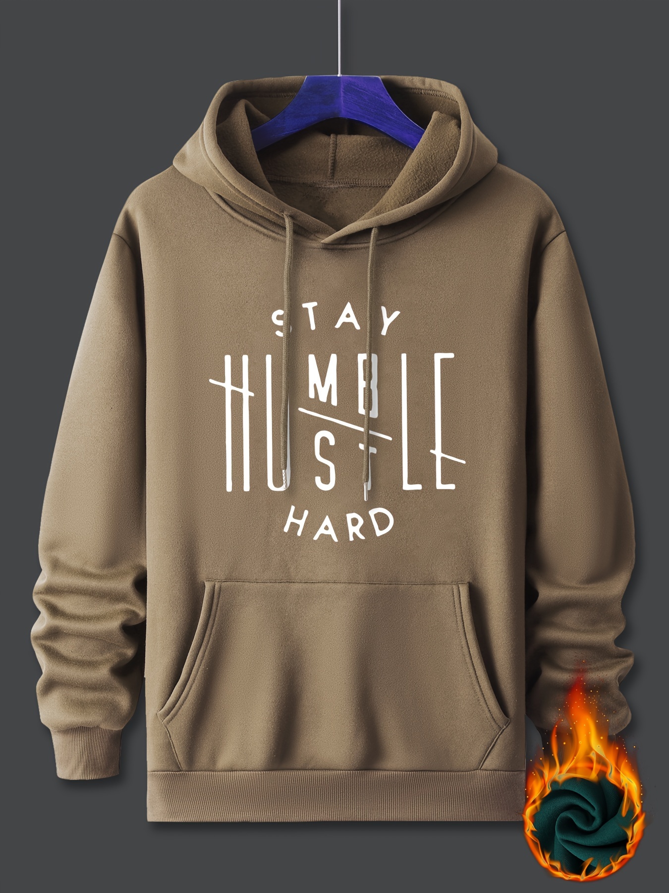 stay humble hustle print hoodie cool hoodies for men mens casual graphic design pullover hooded sweatshirt with kangaroo pocket streetwear for winter fall as gifts details 5