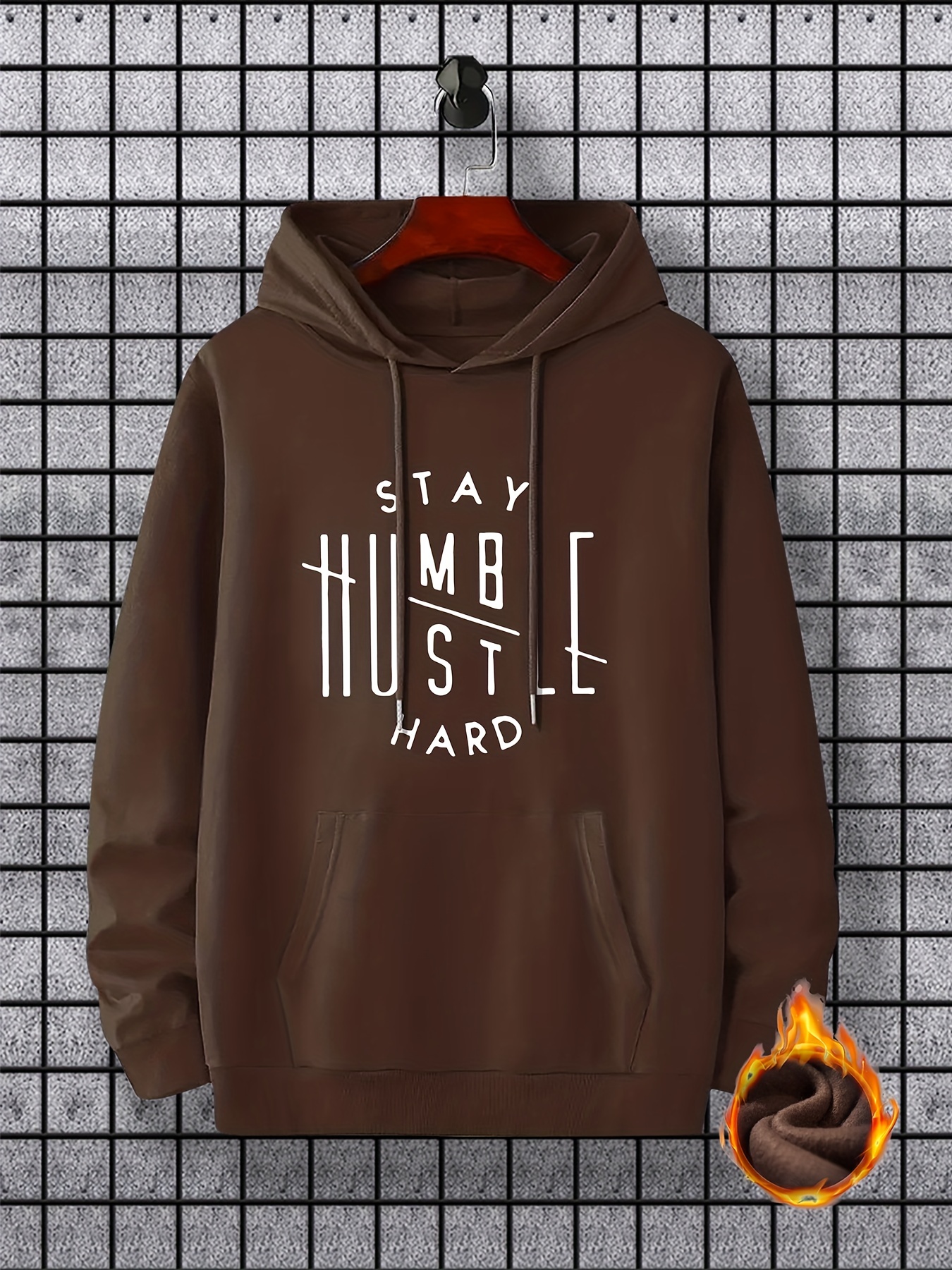 stay humble hustle print hoodie cool hoodies for men mens casual graphic design pullover hooded sweatshirt with kangaroo pocket streetwear for winter fall as gifts details 40