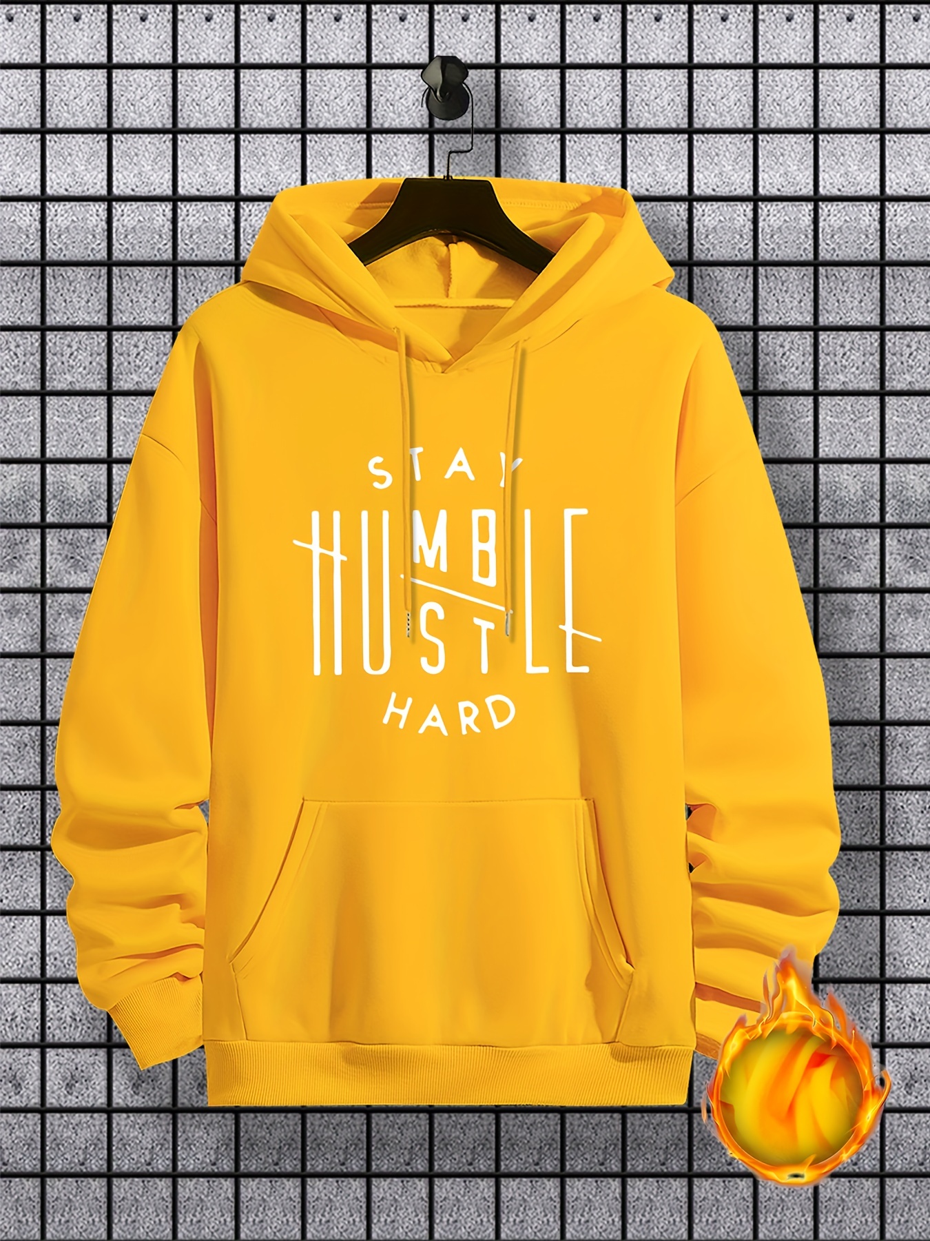 stay humble hustle print hoodie cool hoodies for men mens casual graphic design pullover hooded sweatshirt with kangaroo pocket streetwear for winter fall as gifts details 45