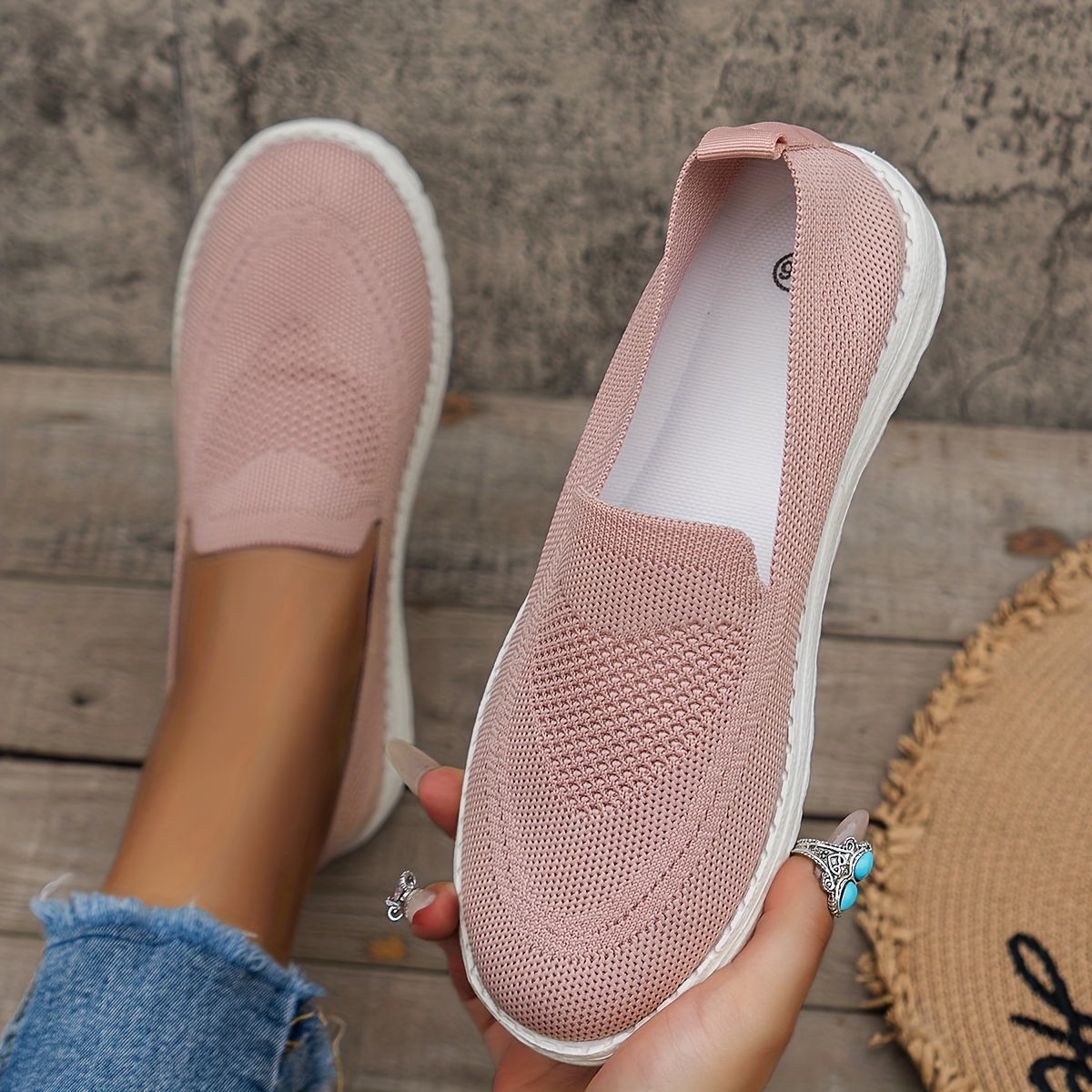 womens breathable mesh sneakers casual slip on outdoor shoes lightweight walking shoes details 13