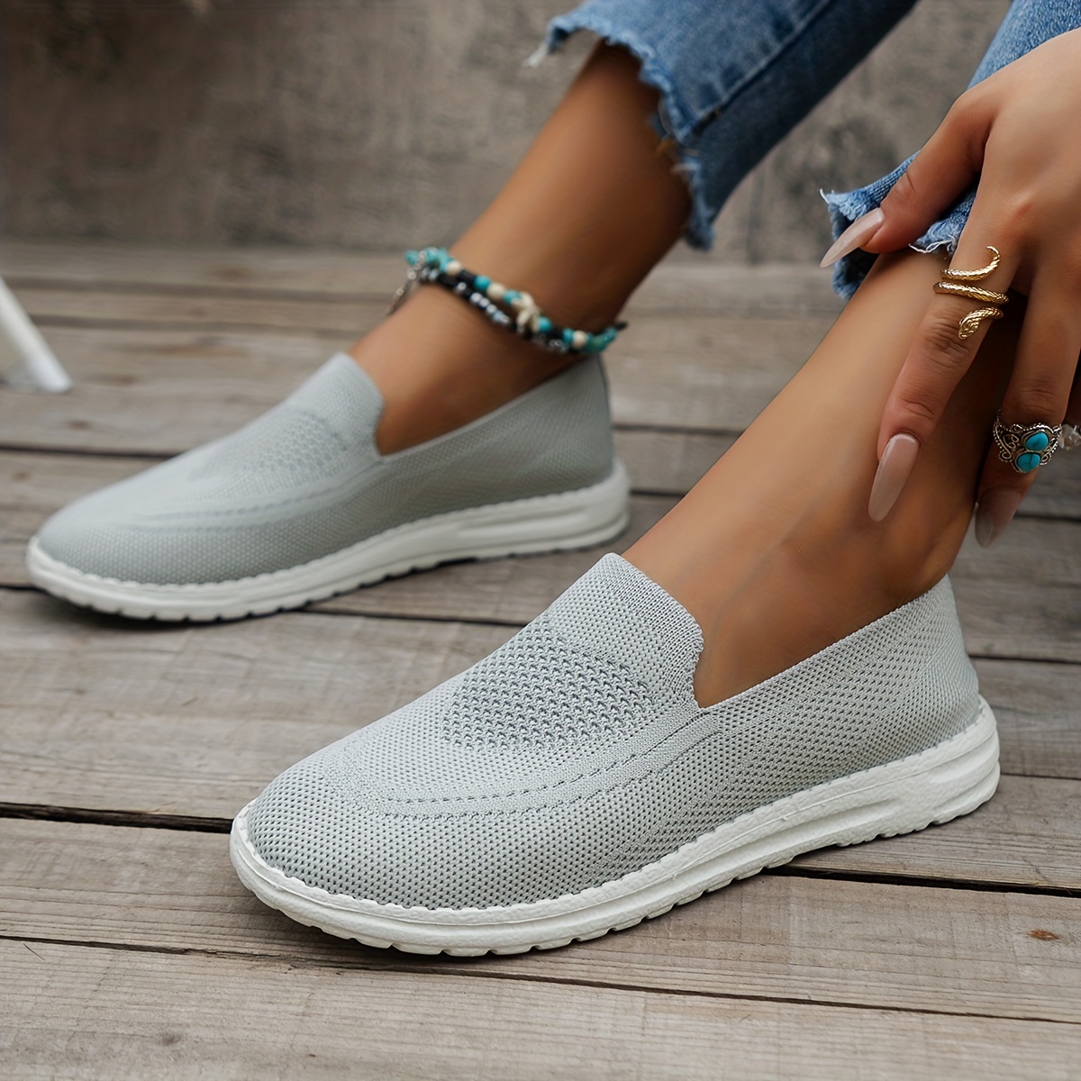 womens breathable mesh sneakers casual slip on outdoor shoes lightweight walking shoes details 15