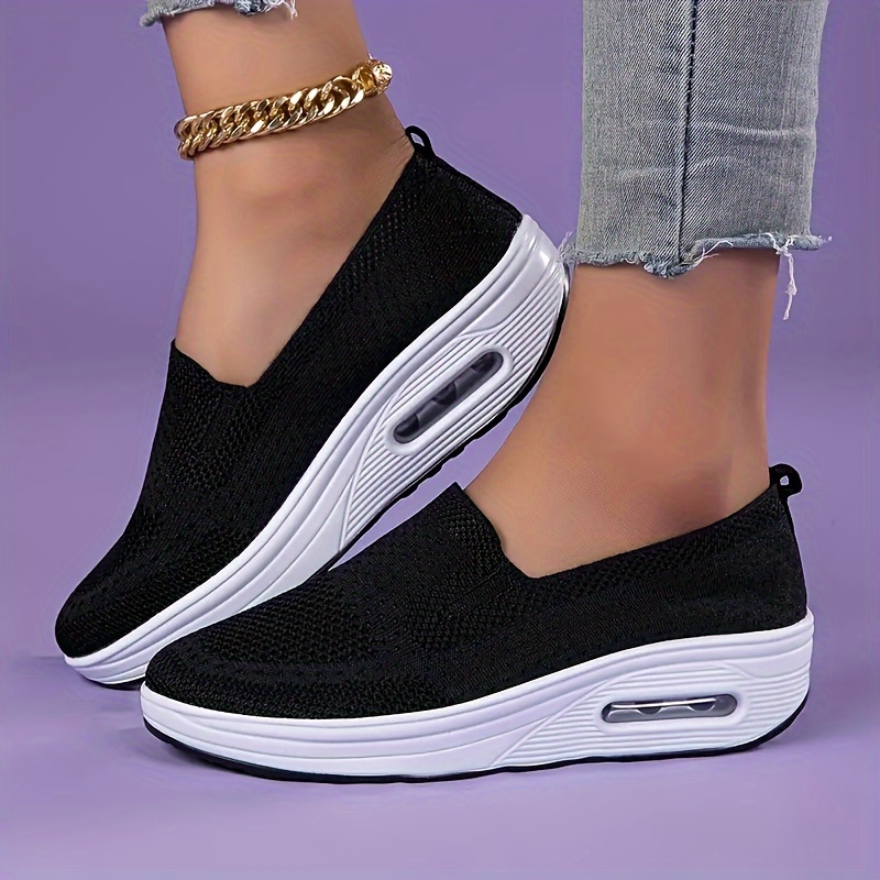 womens platform sock shoes air cushion slip on low top shoes comfortable walking shoes details 0