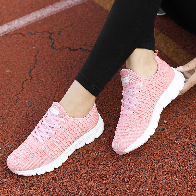 womens breathable knit sneakers casual lace up outdoor shoes lightweight low top walking shoes details 5