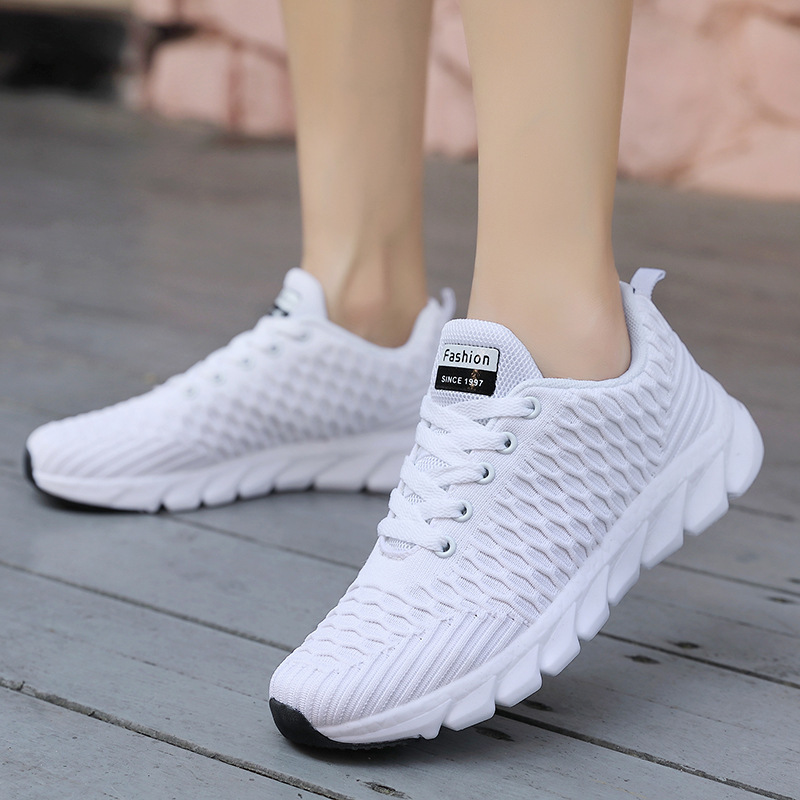 womens breathable knit sneakers casual lace up outdoor shoes lightweight low top walking shoes details 6