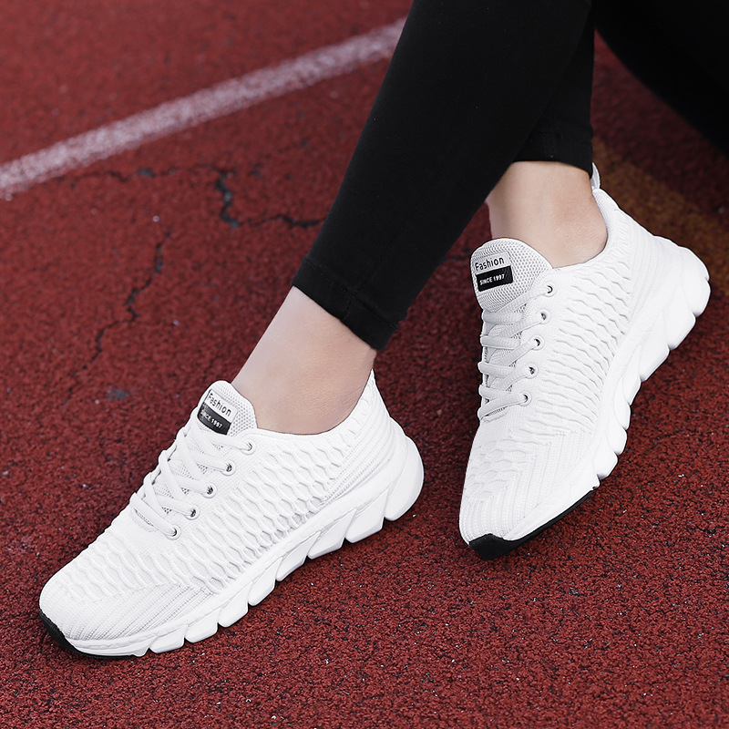 womens breathable knit sneakers casual lace up outdoor shoes lightweight low top walking shoes details 7