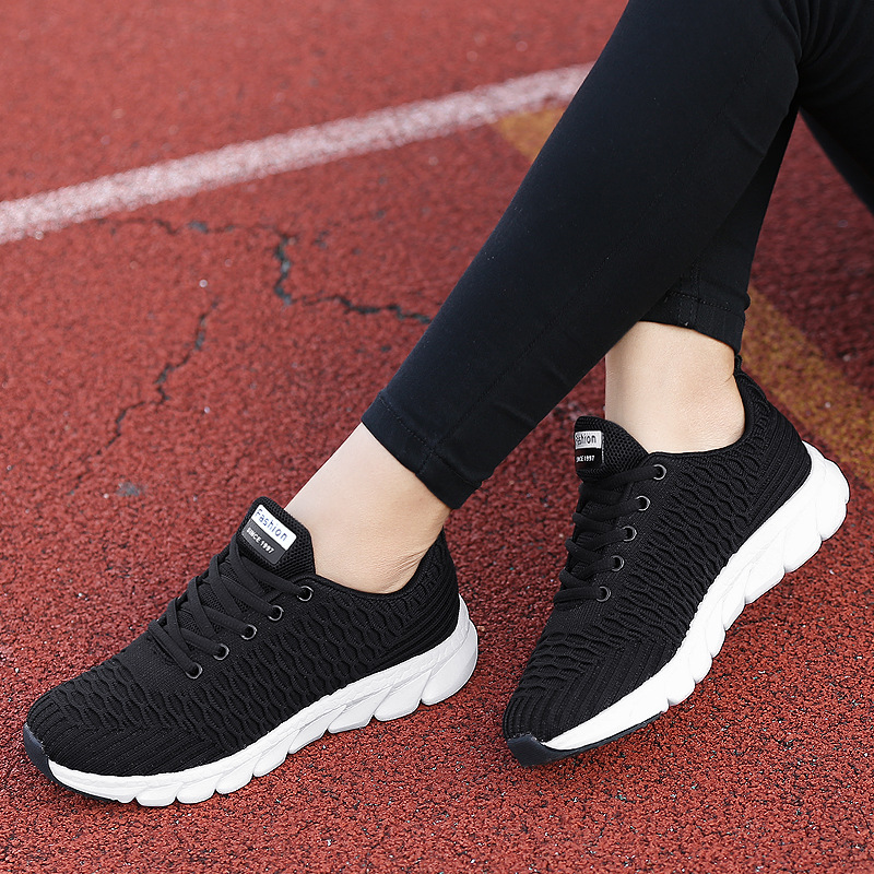 womens breathable knit sneakers casual lace up outdoor shoes lightweight low top walking shoes details 8