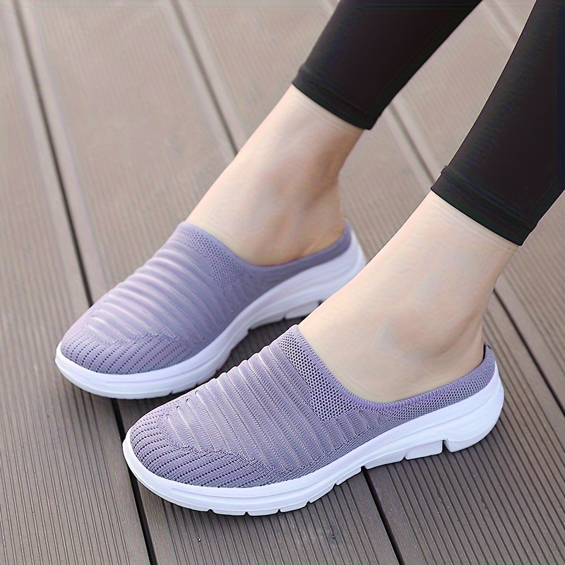 womens breathable knit mule sneakers casual slip on outdoor shoes lightweight comfortable shoes details 5