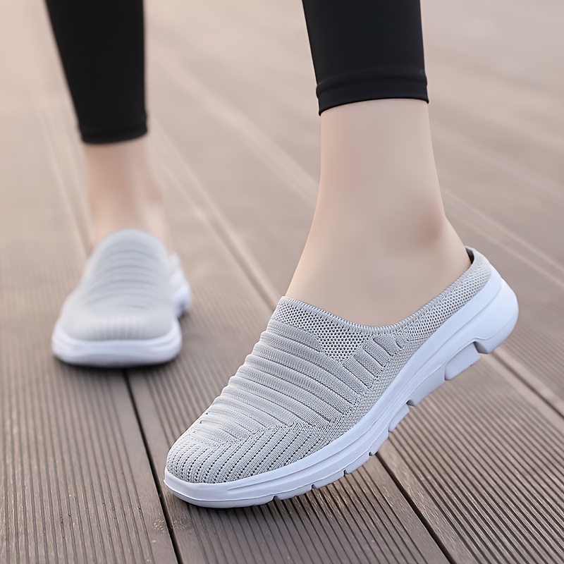 womens breathable knit mule sneakers casual slip on outdoor shoes lightweight comfortable shoes details 6