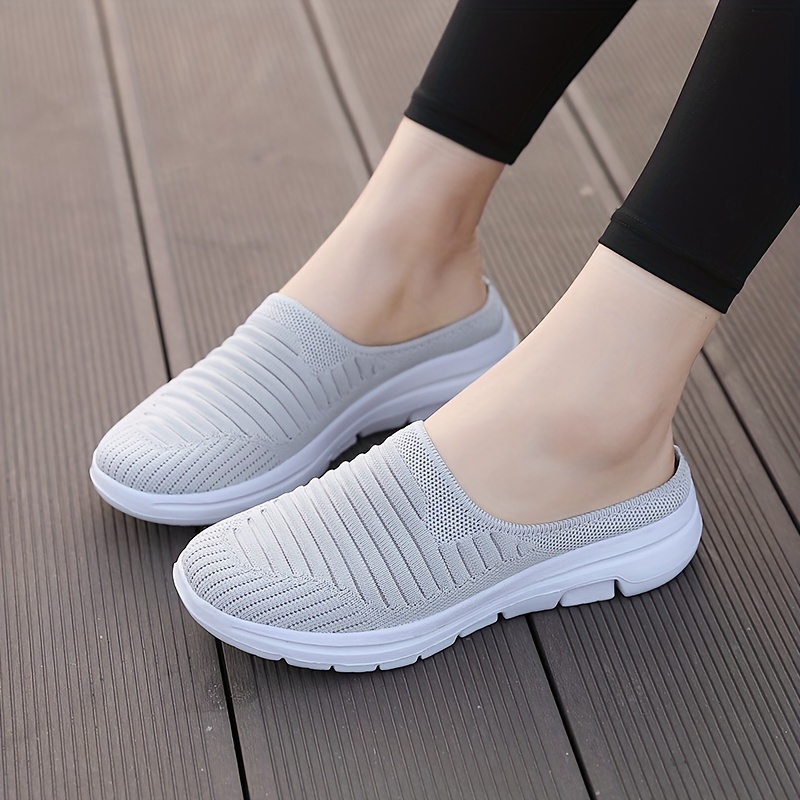 womens breathable knit mule sneakers casual slip on outdoor shoes lightweight comfortable shoes details 7