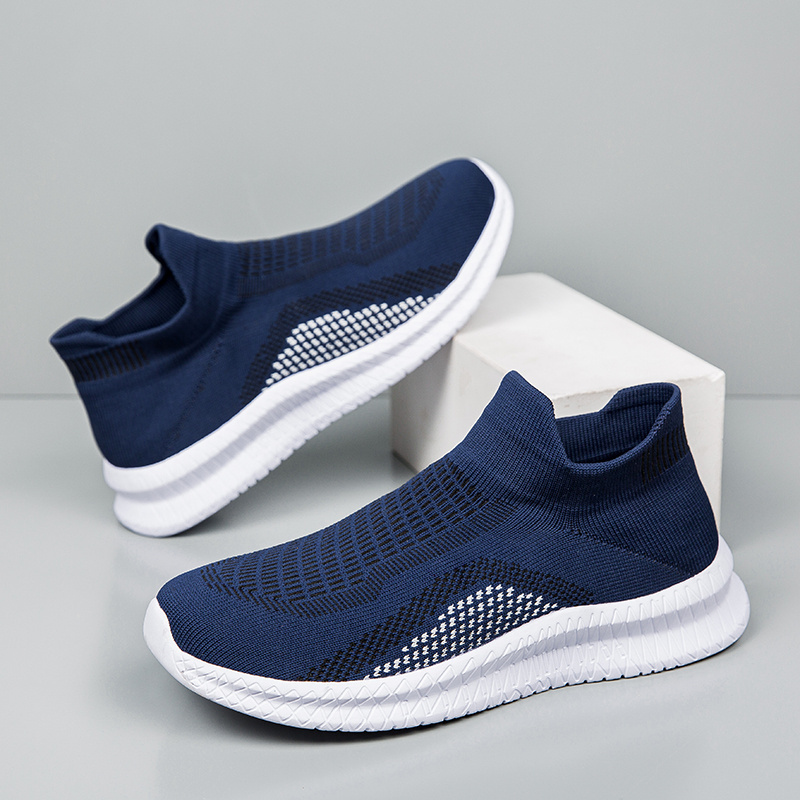 Men s Woven Breathable Slip On Sock Shoes, Comfy Non Slip Durable Rubber Sole Sneakers For Men s Outdoor Activities details 0