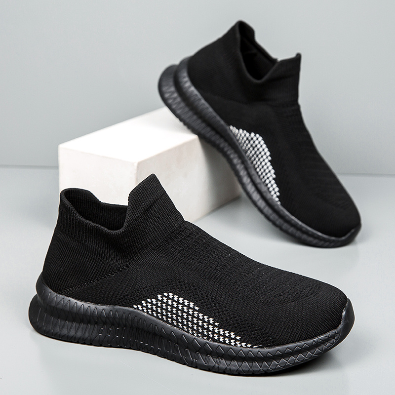 Men s Woven Breathable Slip On Sock Shoes, Comfy Non Slip Durable Rubber Sole Sneakers For Men s Outdoor Activities details 3