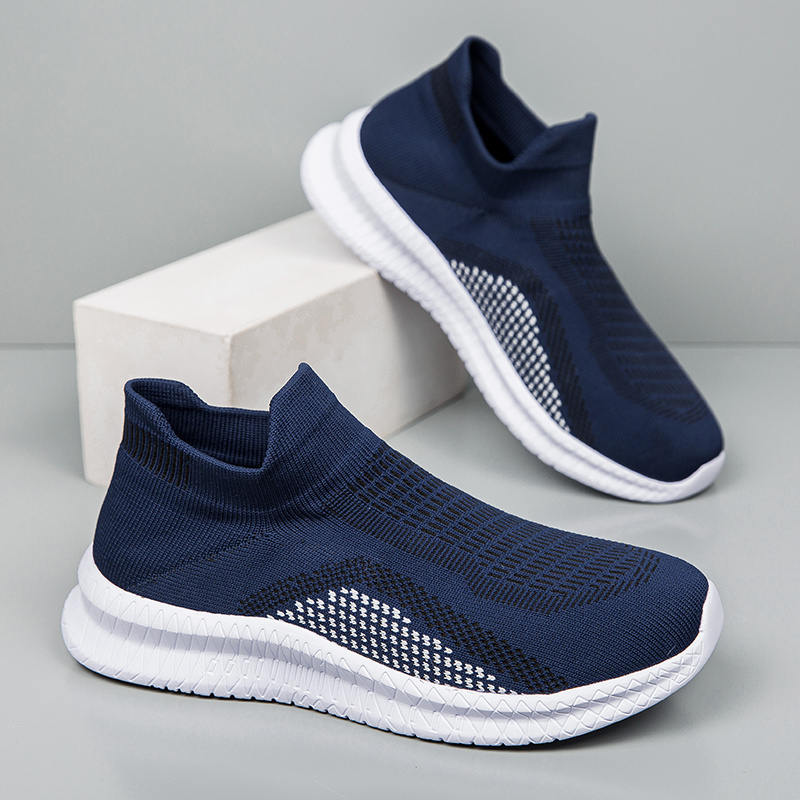 Men s Woven Breathable Slip On Sock Shoes, Comfy Non Slip Durable Rubber Sole Sneakers For Men s Outdoor Activities details 4