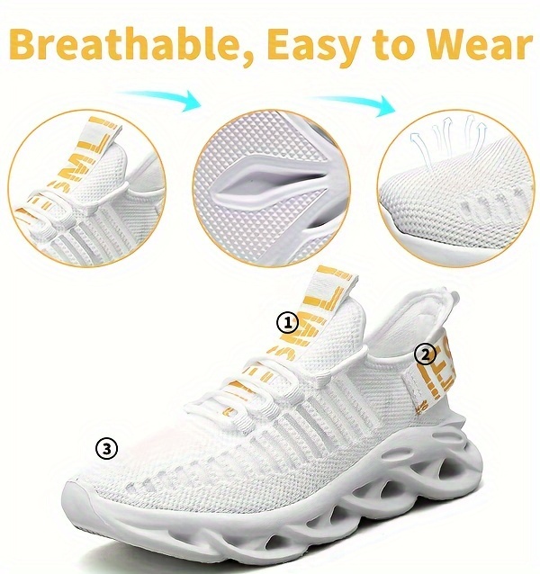 mens trendy blade type sneakers with good shock absorption comfy non slip lace up durable shoes for mens outdoor activities mens footwear details 0